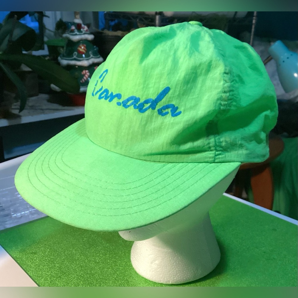 Beautiful neon green nylon hat.